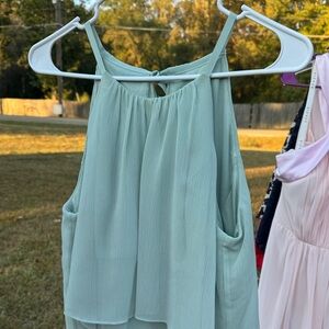 David's Bridal Light Green Bridesmaid Dress